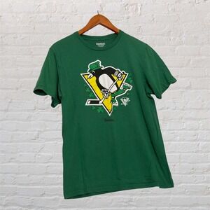 Reebok Pittsburgh Penguins St Patricks Day T-Shirt‎ Mens Medium Green NHL Hockey